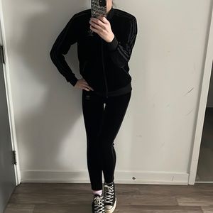 ADIDAS Velour Black on Black 3-Stripe Set